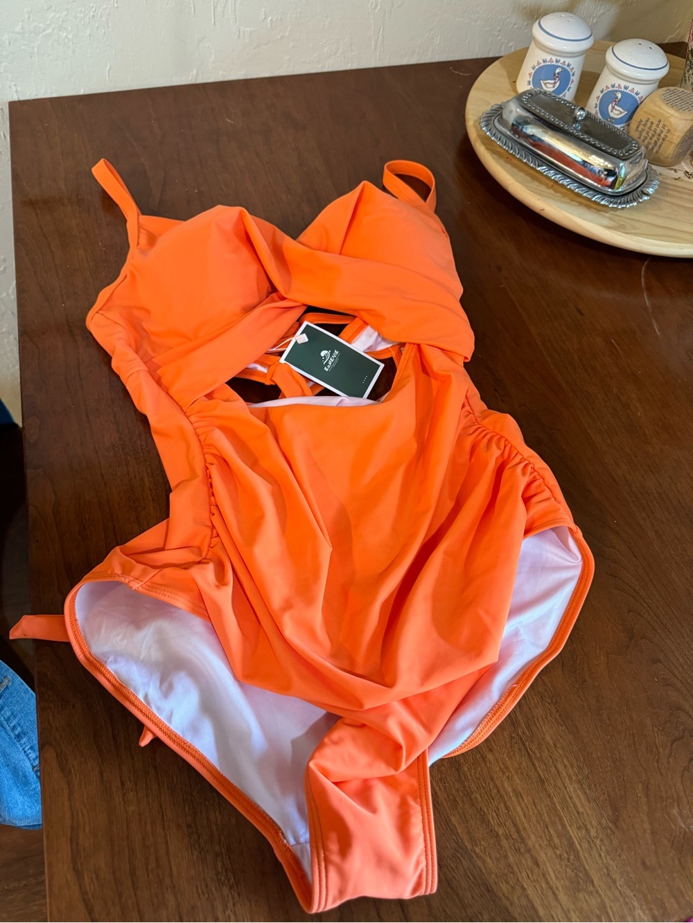 Women's Bright Orange One-Piece Swimsuit with Shelf Bra